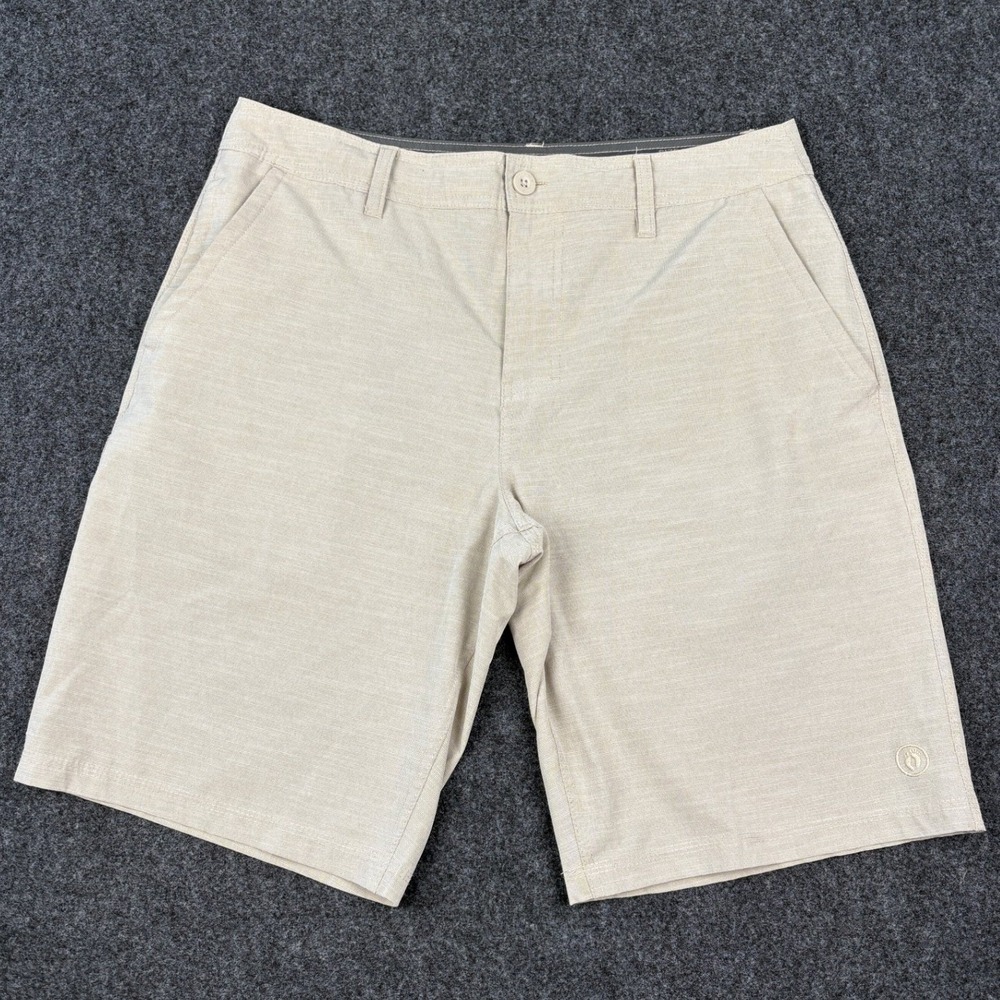 Hang‎ Ten Mens Hybrid Shorts Tan Khaki Stretch Walk Shorts Size 34 RN147446